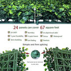 Artificial Grass Wall Backdrop Panels: 20X20 in 24P UV-Anti Greenery Boxwood Panels for Indoor Outdoor Green Wall Decor & Ivy Fence Covering Privacy
