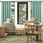 JIUZHEN Blackout Curtains for Bedroom - Thermal Insulated Noise Reducing Privacy Short Curtain for Living Room, Set of 2 Panels with Tiebacks, 38 x 54 inches Long,Sage Green