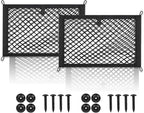 2 Layer Small Cargo Net,Cargo Storage Pocket Net, Mesh Elastic Pouch Organizer with Mounting Screws Hooks for Car,Rv, Trunk,Boats,SUV, Truck (2 Pack,11.8 x 9.8Inch(30 x25cm)