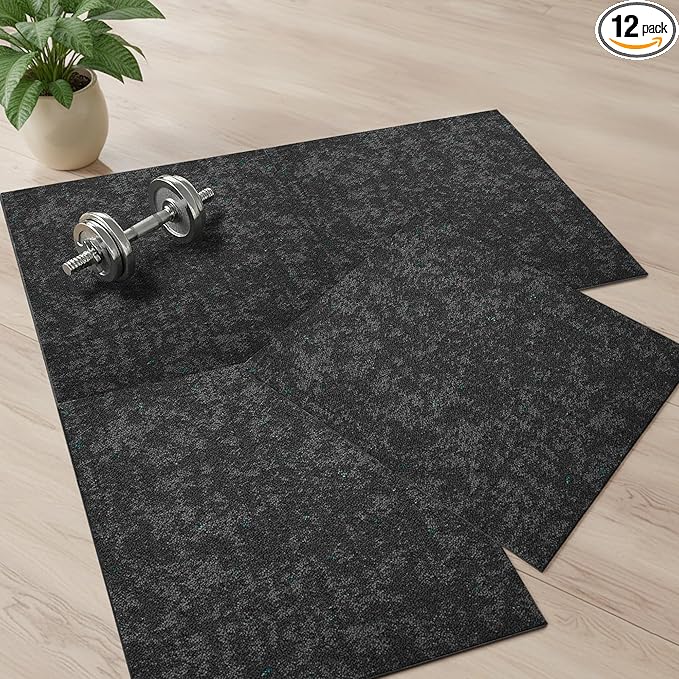 jxgzyy Soft Carpet Tiles 20×20 Inch, 0.38'' Padded Carpet Squares, Non-Adhesive Carpet Flooring with Textured Silicone Back, Easy DIY Seamless SplicingTiles for Studio, 12 Pcs/32.3 Sqft