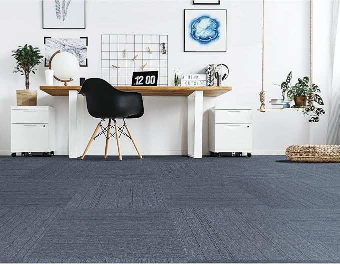 Mohawk Basics 24" x 24" Berber (Loop pile), 0.07" Pile Height, Carpet Tile, PET Fiber, Ocean Tide Color, (24 Tiles), (96 sqft/carton)