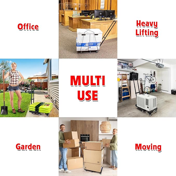 dbest Products Trolley Dolly Platform Cart 6-Wheel Handtruck for Moving, Folding Hand Truck, Telescoping Handle, Expandable Toe Plate & Includes 2 Bungee Chords, Carretilla plegable