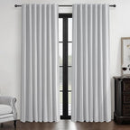 Light Grey Blackout Curtains 90 Inch Length 2 Panels Set for Bedroom, Modern Faux Linen Room Darkening Pleated Gray Burg with Rod Pocket Back Tab Insulated Curtain for Office Sunroom (50"Wx90"Lx2 )