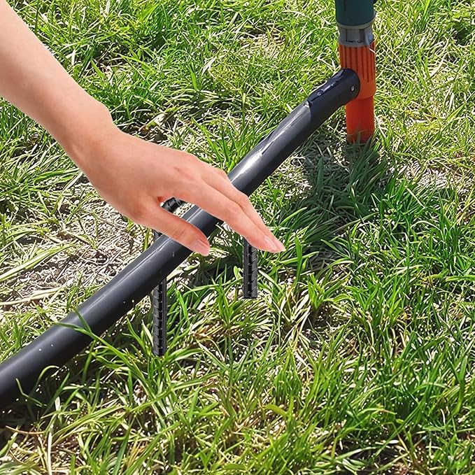 Black Rebar Stakes 12 inch (12pcs) - Heavy Duty 6mm Metal J Hook Ground Stakes,Galvanized Steel for Tent,Bounce House,Fence,Dog Coop,Artificial Turf,Outdoor Plants,Christmas & Holiday Decorations