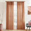 XTMYI Rusty Burnt Orange Curtains 2 Panels,Sheer Linen Medium Dusty Mecca Ocher Tone Rustic Cabin Curtains for Bedroom Living Room,108 Inches Long,Light Brown Red