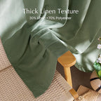 NICETOWN Thick Linen Blend Semi Sheer Forest Green Curtains, Pleat Tape Privacy Added Drapes with Light Filtering Window Treatments for Bedroom/Living Room, W52 x L108, 2 Panels