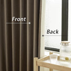 DUALIFE Blackout 96 Inches Long Brown Curtains 2 Panel Set, Farmhouse Curtains for Living Room Darkening Thermal/Noise Reduction Textured Flax Linen Drape 8ft Rod Pocket&Back Tab 72W x 96L