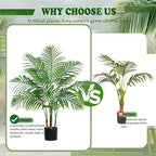 Artificial Fake Palm Tree 3FT Tropical Faux Palm Trees in Pot with 9 Trunks and Real Bark Design Areca Floor Plant Faux Palm Plant for Indoor Outdoor Home Decor
