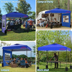 10x10 Pop Up Canopy Tent with Sidewalls, Easy Up, Heavy Duty, Blue, Perfect for Parties, Camping, Events & Vendor