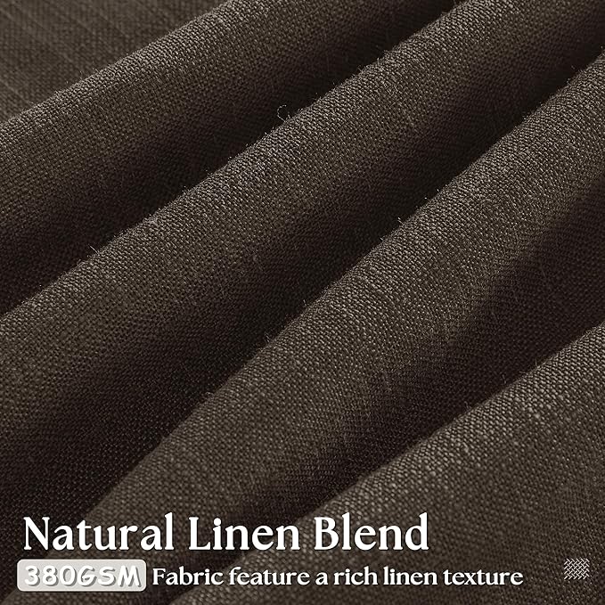 Dark Chocolate Pinch Pleated Linen Curtains 2 Panels for Living Room Bedroom Memory Training Shaped Semi Sheer Pleat Drapes with Hooks Rings Light Filtering Window Curtain 40x84