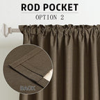 DUALIFE 96 Inch Curtains 2 Panel Set Farmhouse Blackout Heat Reducing Sun Block Out Curtains for Bedroom Dorm UV Blocking Noise Canceling Burlap Linen Look Drapes Rod Pocket Back Tab,50 X 96 Brown