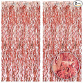 KatchOn XtraLarge Wavy Rose Gold Fringe Backdrop - 3.2x6.5 Feet Pack of 2 | Wine Bachelorette Party Decorations | Birthday Decorations for Women