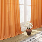 Nanspring Orange Linen Curtains for Bedroom Back Tab Light Filtering Privacy Sheer Curtains Modern Farmhouse Decor Linen Blend Textured Gauze Curtain for Living Room 2 Panels Set 52x72