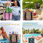 BeeGreen Large Waterproof Reusable Bags Christmas Heavy Duty Shopping Tote for Groceries Pool Gift with Webbing Handles