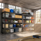 REIBII 48.2'' W Garage Shelving, 3010LBS Storage Shelves Heavy Duty, 5 Tier Adjustable Metal Shelving Unit for Warehouse, Garage, Basement, 48.2" W x 24.5" D x 72" H