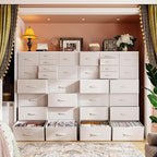 57“H Dresser for Bedroom with Multiple Drawers,Dressers & Chests of Drawers for Bedroom,Large White Dresser, Sturdy Metal Frame & Wood Top,Entryway, Hallway