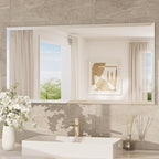 TokeShimi 48x24 Beveled Frameless Bathroom Mirror Decorative, Bathroom Vanity Mirrored with 1" Beveled Edge, Shatterproof Modern Frameless Mirror Rectangle for Living Room, Entryway, Restroom