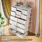57“H Dresser for Bedroom with Multiple Drawers,Dressers & Chests of Drawers for Bedroom,Large White Dresser, Sturdy Metal Frame & Wood Top,Entryway, Hallway