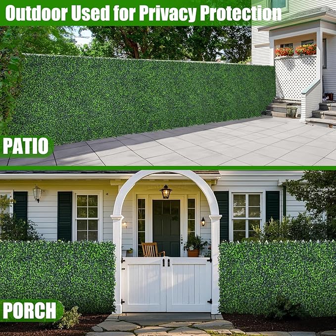 Artificial Boxwood Roll,40x120 in(33.3 sqft) UV-Anti Faux Ivy Grass Wall Backdrop for Balcony Privacy, Fake Grennery Wall Decor for Garden, Patio, Backyard