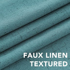 H.VERSAILTEX Linen Blackout Curtains 54 Inches Long 100% Absolutely Blackout Thermal Insulated Textured Linen Look Curtain Draperies Anti-Rust Grommet, Energy Saving with White Liner, 2 Panels, Teal