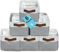 OrganiHaus Small Fabric Storage Bins for Shelves 6 Pack, 12x8in Closet Storage Bins for Shelves, Cloth Baskets for Organizing, Linen Closet Organizers, Fabric Basket, Gray/White