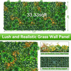 Grass Wall Panels Roll, 40"x120"(33.33 SQFT) Artificial Grass Backdrop Wall with Tropical Leaves, UV-Anti Faux Greenery Plant Boxwood Panels for Outdoor Green Wall Decor