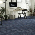 Mohawk Elite 12" x 36" Heathered Loop Glue Down or Floating Installation Carpet Tiles with Cushioned Backing in Color Azure Knight