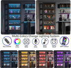 Display Cabinet with Acrylic Glass Doors,5-Tiers Curio Cabinet with LED Lighting for Collectibles, Collectibles Toy Organizers Rack & Display Shelf Display Case Storage Cabinet, Black