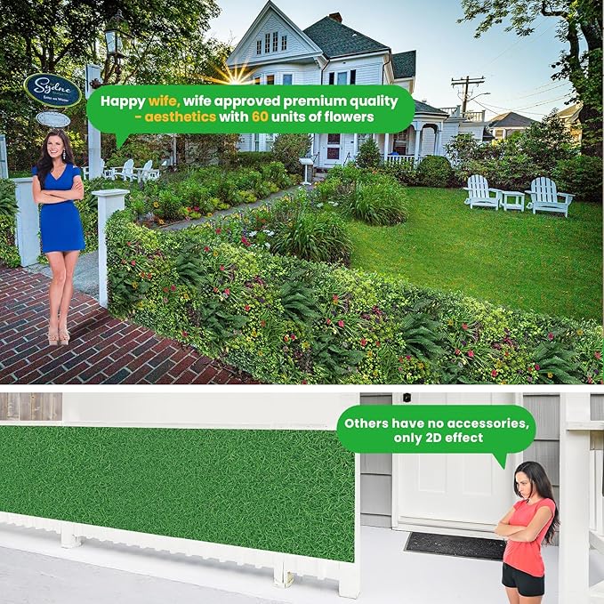 Artificial Grass Wall Panels for Indoor Outdoor, 40"x40" (11.09 Sq.Ft), 3D Boxwood Panels, Greenery Wall Backdrop for Home Living & Wedding Event Decor with DIY 60 PCS Flower,100 PCS Zip Ties