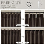 Dark Chocolate Pinch Pleated Linen Curtains 2 Panels for Living Room Bedroom Memory Training Shaped Semi Sheer Pleat Drapes with Hooks Rings Light Filtering Window Curtain 40x108