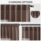 Extra Long Curtain Cappuccino Morden Linen Blend Light Filtering Back Tab Curtains for Long Winodws 120 Inches Length, Semi Sheer Privacy Drapes for Living Room, 52x120 inch, 2 Panels