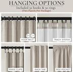 Grey Flax Extra Long Curtains 120 inch Length 2 Panels Set, Hook Belt&Rod Pocket White Backing Beige Taupe Thermal Living Room/Bedroom/Sliding Door Linen Blackout Window Summer Drapes (50"Wx120"Lx2 )