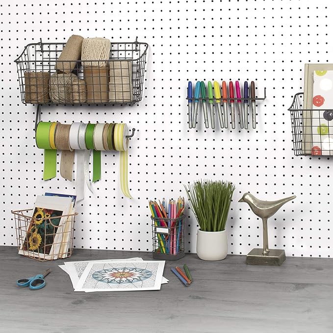 Spectrum Diversified Pegboard/Wall Mount Basket and Paper Towel Holder, 5.5" L X 15.25" W, Industrial Gray (Pack of 5)