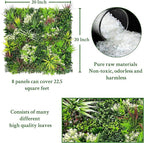 Artificial Plant Wall Panels: 20"×20" 8P UV-Anti Faux Grass Wall Backdrop Boxwood Ivy Fence Privacy Screen Fake Greenery Leaf Hedge for Outdoor,Indoor,Garden,Backyard and Home Decor
