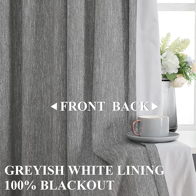 Vision Home Charcoal Grey Pinch Pleated Full Blackout Curtains Room Darkening Window Curtains 84 inch for Living Room Bedroom Thermal Insulated Pinch Pleat Drapes with Hooks Back Tab 2 Panel 40"Wx84"L