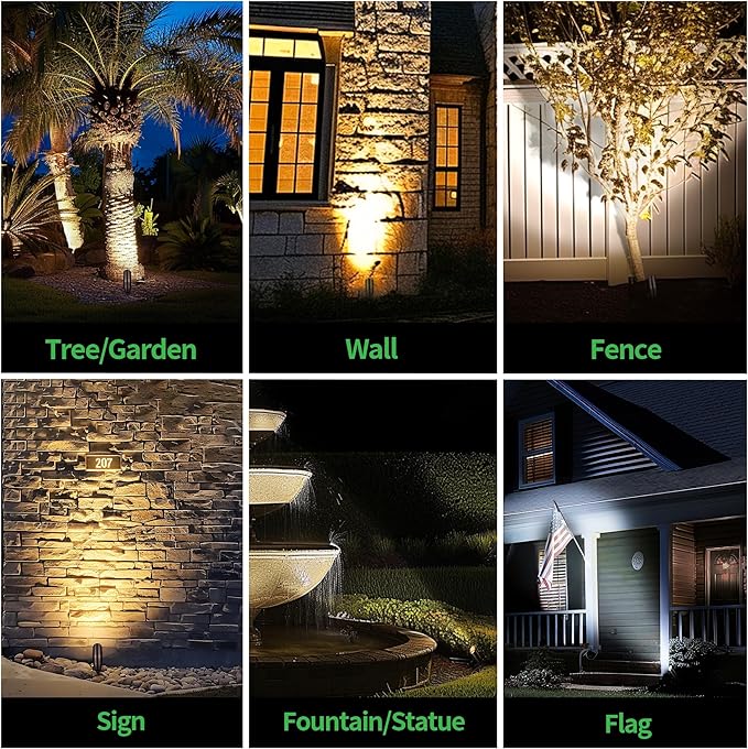 12v Landscape Lighting Kit, 12 Pack 3CCT Spotlights and 250FT Cable and 40 Wire Connectors, Aluminum ORB Ip65 Waterproof Tree Light, Perfect for Home Patio Plant, Without Transformer