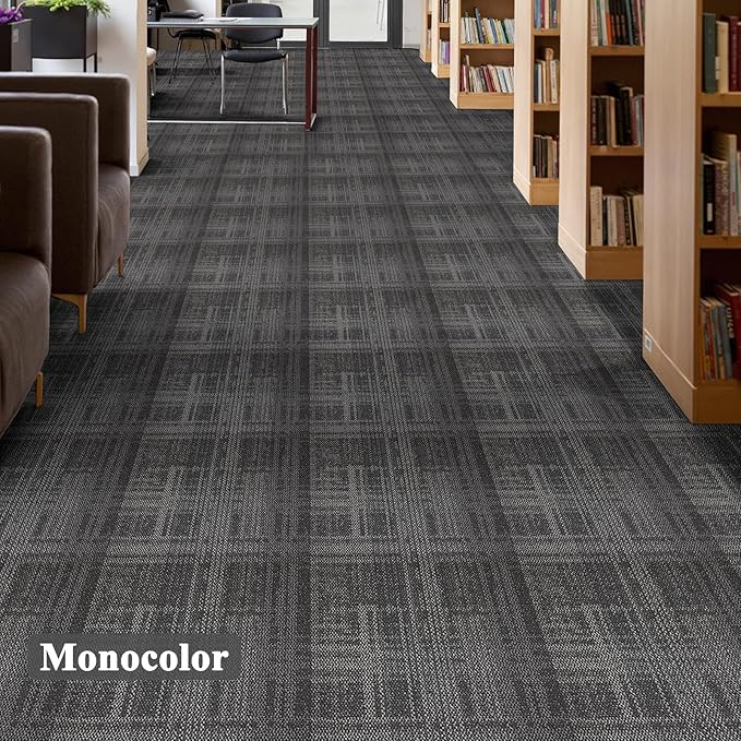 20" X 20" Carpet Tiles, Carpet Squares, 24 Tiles/64.5 Sq.Ft per Box, Floor Carpet Tiles for Home Office Industry, Geometric-Light Grey