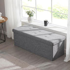 Ornavo Home 43 Inch Folding Storage Ottoman with Storage Bench, Long Large Storage Ottoman Bench, Storage Chest, Foot Rest Stool, Bedroom Bench with Storage- (Gray)