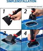Matthew Cleaning Commercial Quick-Change Dust Mop Handle with Clip-on Metal Gripper for Heavy Duty Mop Head Replacement Holder, Fiberglass Handle 60 inch 12packs-Blue