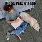 24" x 24" Self-Adhesive Carpet Tiles, 20 Pack Peel and Stick Carpet Squares for Indoor Flooring, Non-Slip Squares Carpet Floor Tile for Basement, Bedroom, Office, Easy DIY Installation