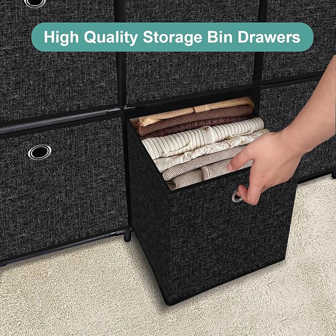 Storage Tower Unit with 12 Drawers, Vintage Floral Cube Organizer Shelf, Tall Fabric Dresser for Bedroom, Closet, Nursery, Hallway, Entryway