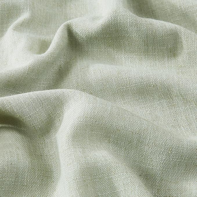 Vision Home Soft Green Pinch Pleated Full Blackout Curtains Linen Blended Room Darkening Window Curtains 112 inch for Living Room Bedroom Thermal Insulated Pinch Pleat Drapes with Hooks 60" Wx112 Lx1