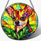 8″ Stained Glass Window Hanging Ornament, Vibrant Chihuahua Stained Glass Suncatcher Ornament, Sun-Catcher Window Decor | Gifts for Dog Lovers, Dog Lover Gift, Pet Lover Gift