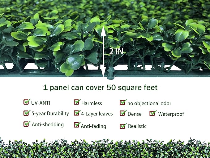 Artificial Ivy Privacy Fence Wall Screen: 5FT X10FT (50 sqft) UV-Anti Faux Boxwood Roll Panels Greenery Backdrop Ivy Vine Leaf Hedges Fence Panels for Indoor Outdoor Green Decor