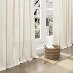 Nanspring Natural Linen Curtains 90 Inches Long for Living Room Country Semi Sheer Light Filtering Curtains Farmhouse Decor Boho Curtain for Bedroom Back Tab and Rod Pocket 52x90, 2 Panels