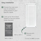 Vent Systems – 3.35 x 9.84 Inch (Inner) White Metal Rectangular Soffit Air Vent Grille Cover, Register Vent Deflector Louver Built-in Mesh HVAC For Bathroom Home Office Kitchen 4.92" x 11.61" (Outer)