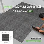 40 Tiles 20"x20" Carpet Tiles (107 sqft/Carton) - Non-Slip, Non-Adhesive, Padded Square Flooring for Home & Office - Easy DIY Installation, Seamless Look, Indoor & Outdoor Use