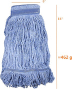 Mop Head Replacement Commercial Heavy Duty String Blue Wet Mop Heads for 3 Typs Commercial Mop Handle(4 pcs,Medium,Weight 16oz)