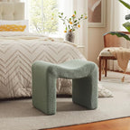 Vanity Stool Foot Rest Small Footstool Ottoman Chair Seating Backless Modern Teddy Velvet Ottoman for Makeup Room Living Room Bedroom Entryway,(Single 1) Green