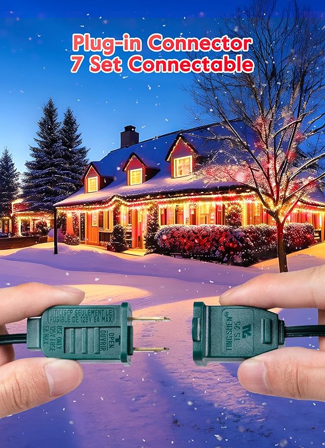 Brightown C9 Christmas String Lights Outdoor Led Fairy Lights Faceted Strawberry Lights Extendable UL Certified for Party Holiday Wedding Christmas Indoor Outdoor Decor